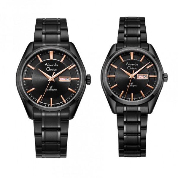 Alexandre Christie AC 8672 Black Rosegold Couple